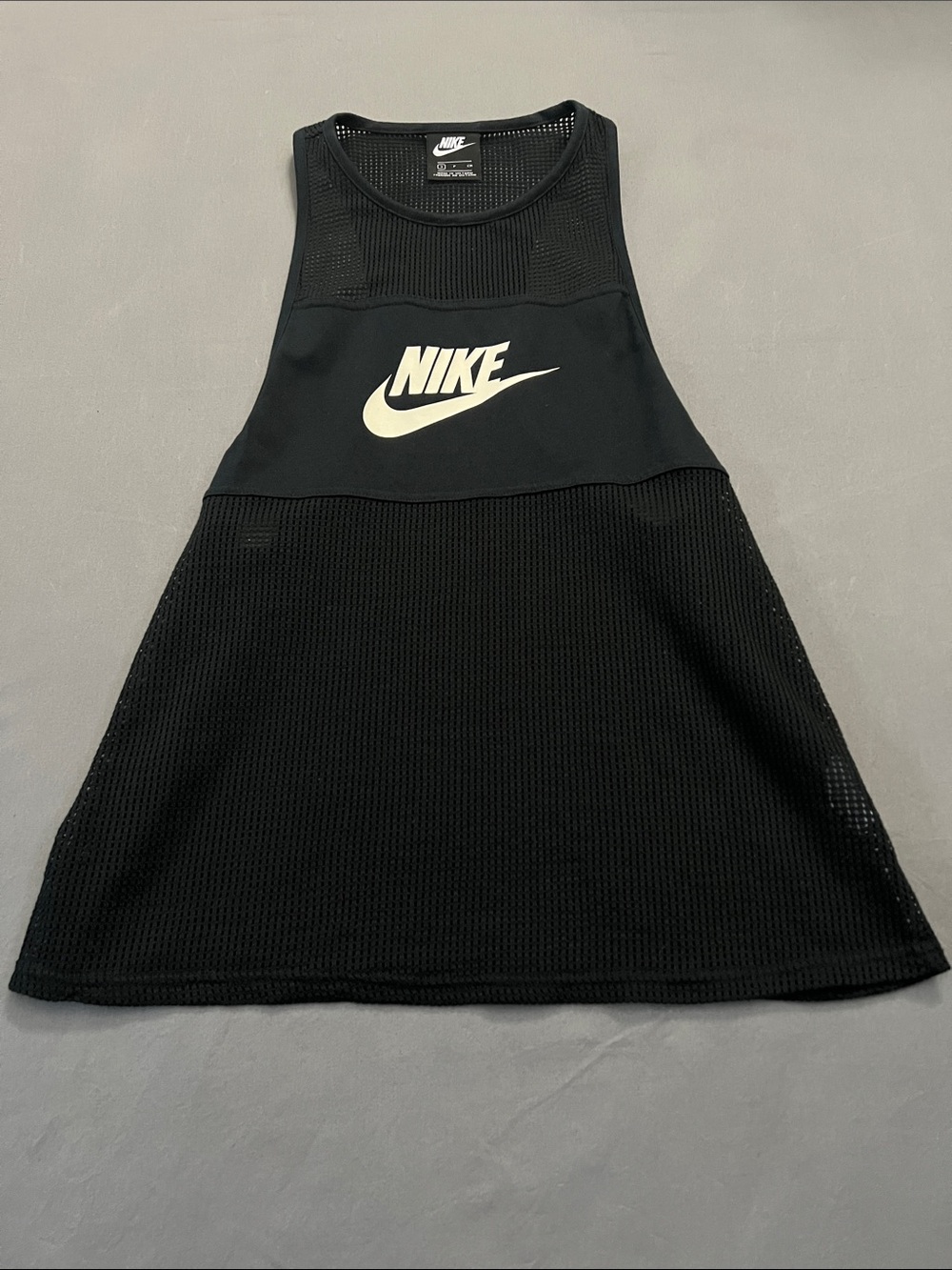 Nike Black Tank Mesh Logo Dress with White Swoosh